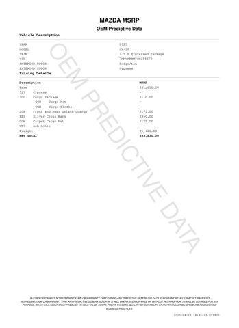 new 2025 Mazda CX-50 car, priced at $32,887