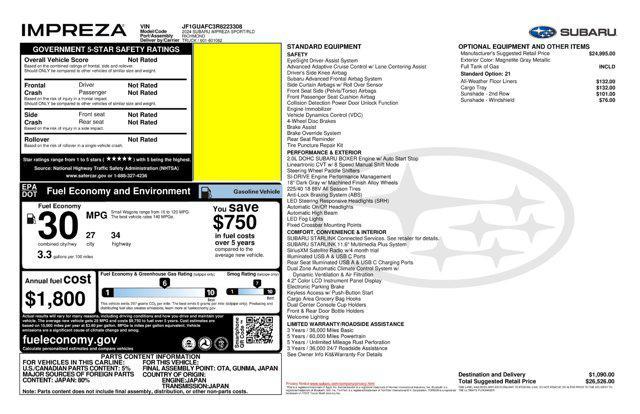 used 2024 Subaru Impreza car, priced at $26,971