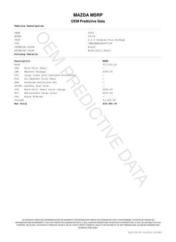 used 2025 Mazda CX-50 car, priced at $38,551