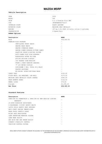 new 2025 Mazda CX-5 car, priced at $37,237