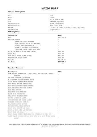 new 2025 Mazda CX-50 car, priced at $34,601