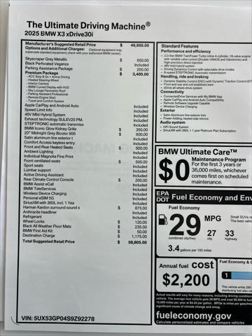 used 2025 BMW X3 car, priced at $53,500