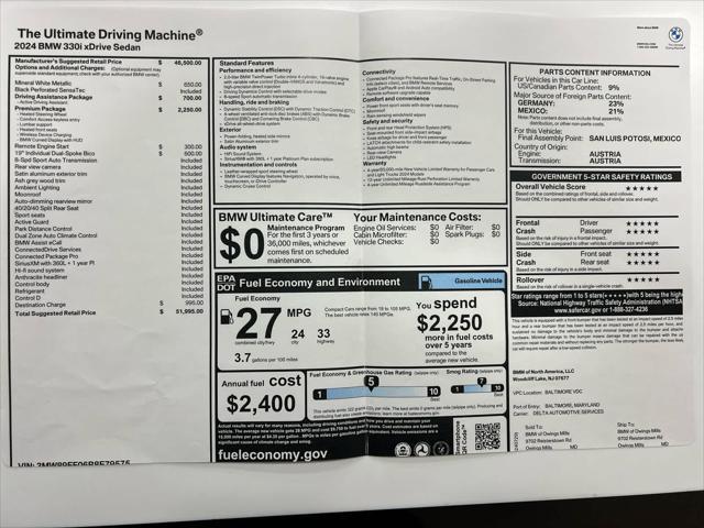 used 2024 BMW 330 car, priced at $47,000