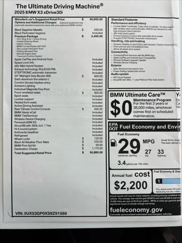 used 2025 BMW X3 car, priced at $53,000