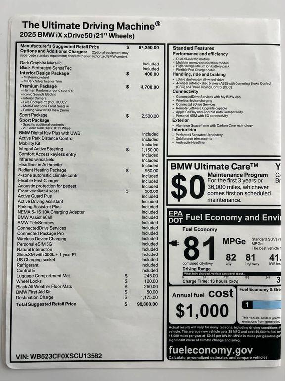 used 2025 BMW iX car, priced at $82,000
