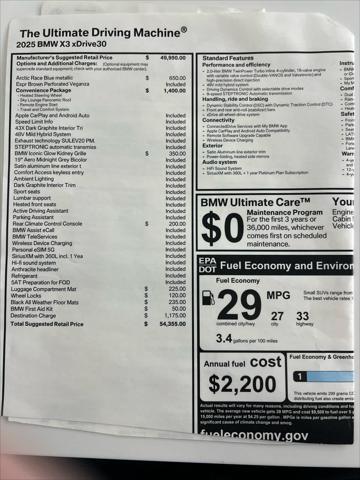 used 2025 BMW X3 car, priced at $50,000