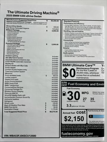 used 2025 BMW 530 car, priced at $60,000