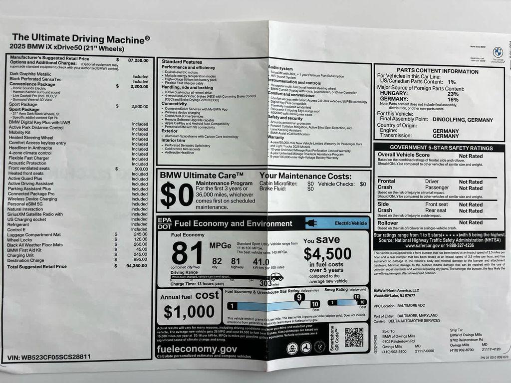 used 2025 BMW iX car, priced at $78,000