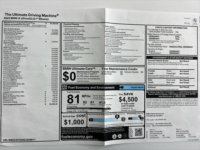 used 2025 BMW iX car, priced at $82,000