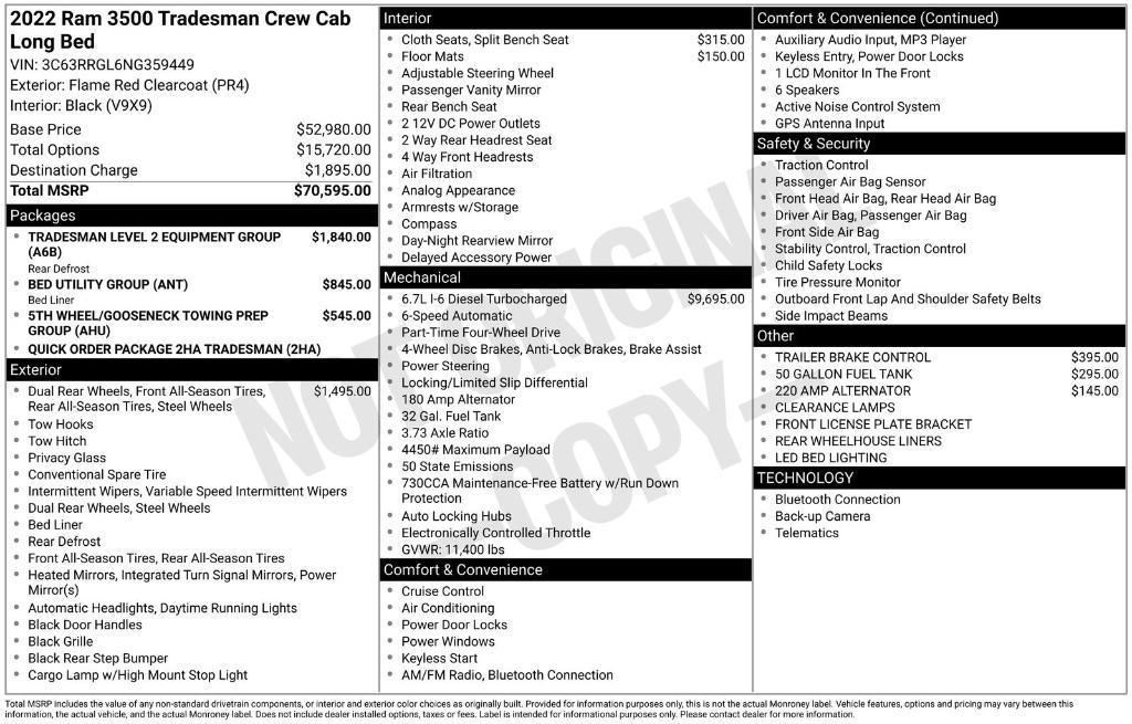 used 2022 Ram 3500 car, priced at $46,799