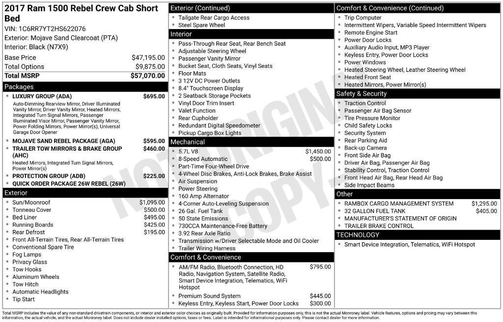 used 2017 Ram 1500 car, priced at $27,999