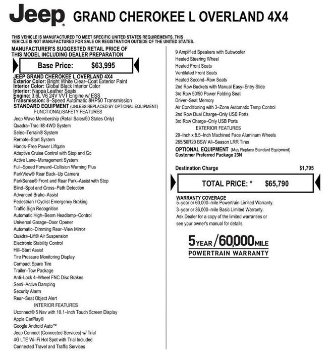 new 2024 Jeep Grand Cherokee L car, priced at $59,847