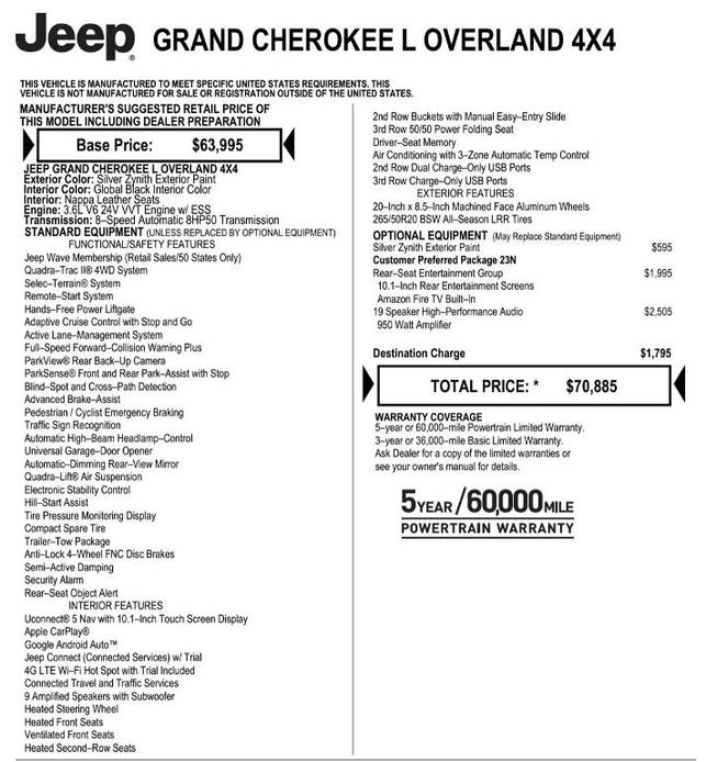 new 2024 Jeep Grand Cherokee L car, priced at $64,433