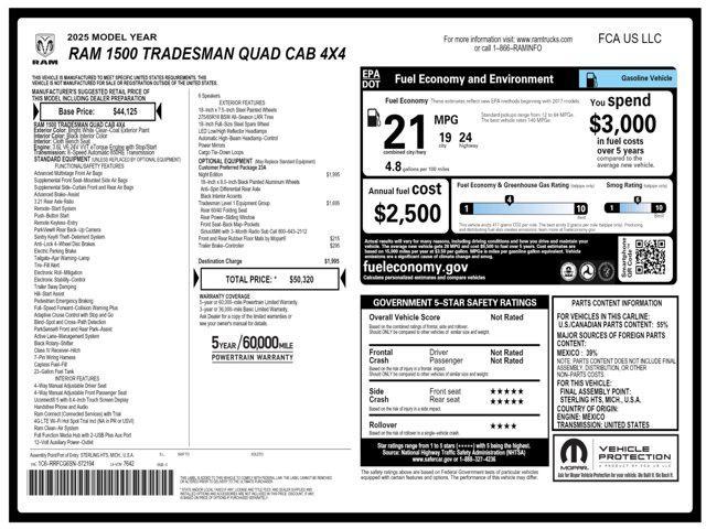 new 2025 Ram 1500 car, priced at $46,939