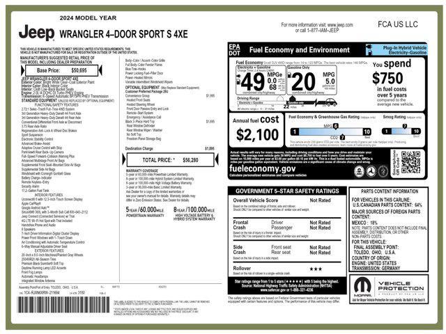 new 2024 Jeep Wrangler 4xe car, priced at $50,280