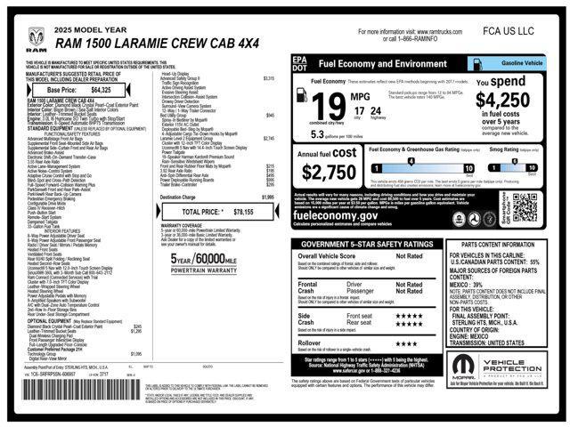 new 2025 Ram 1500 car, priced at $74,248