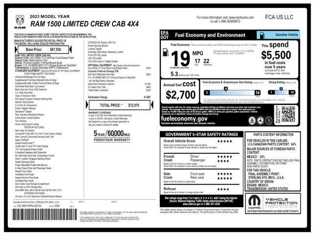 new 2023 Ram 1500 car, priced at $66,228