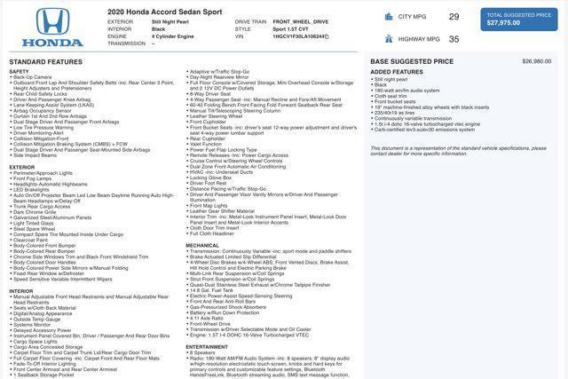 used 2020 Honda Accord car, priced at $18,700