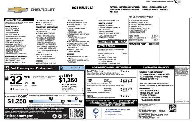 used 2021 Chevrolet Malibu car, priced at $12,800