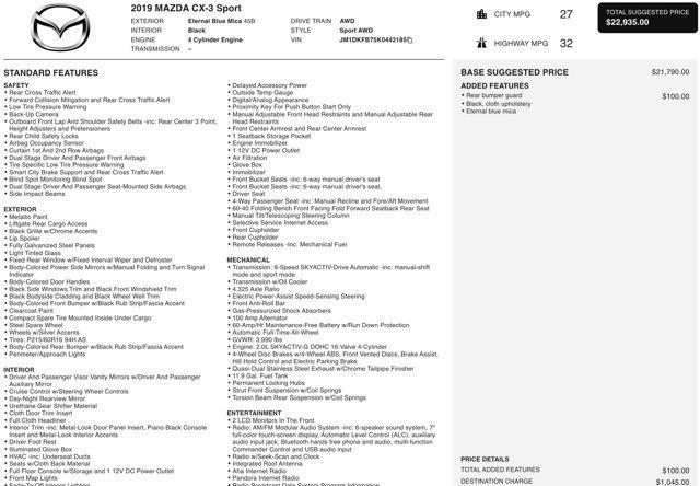 used 2019 Mazda CX-3 car, priced at $14,900