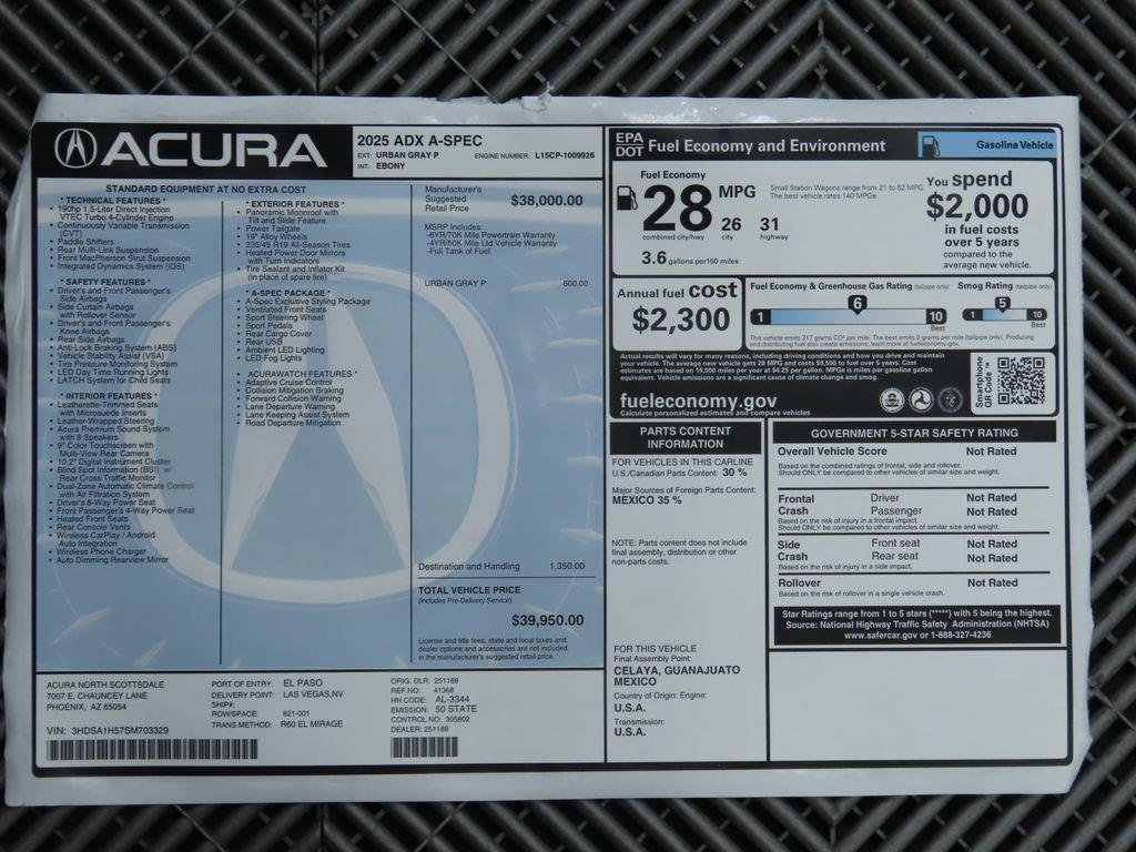 used 2025 Acura ADX car, priced at $39,950