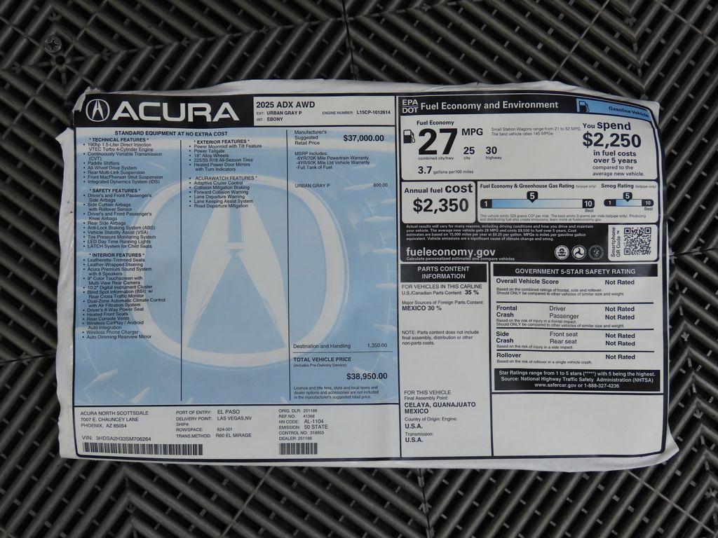 new 2025 Acura ADX car, priced at $38,950