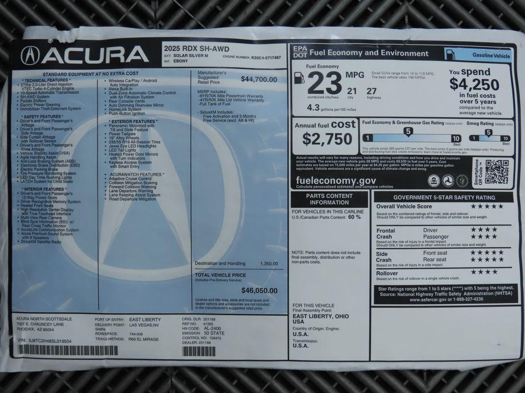 used 2025 Acura RDX car, priced at $40,225
