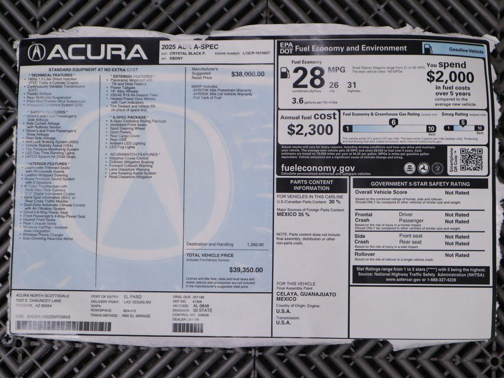 used 2025 Acura ADX car, priced at $39,350