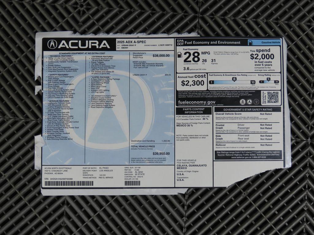 used 2025 Acura ADX car, priced at $39,950