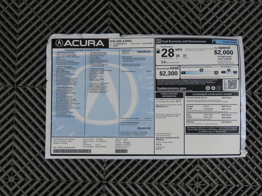 used 2025 Acura ADX car, priced at $39,950