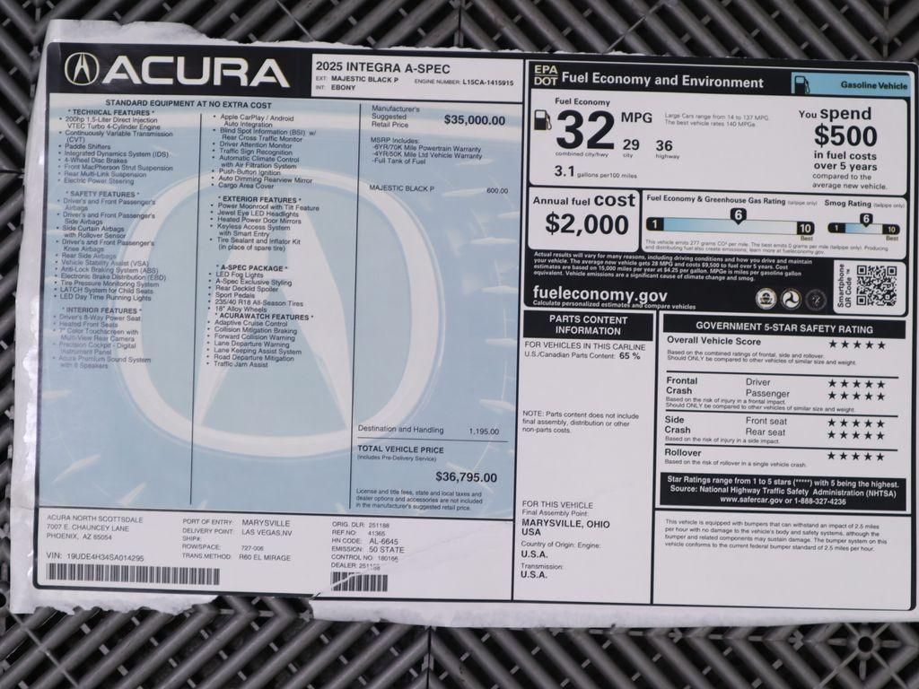 used 2025 Acura Integra car, priced at $36,795
