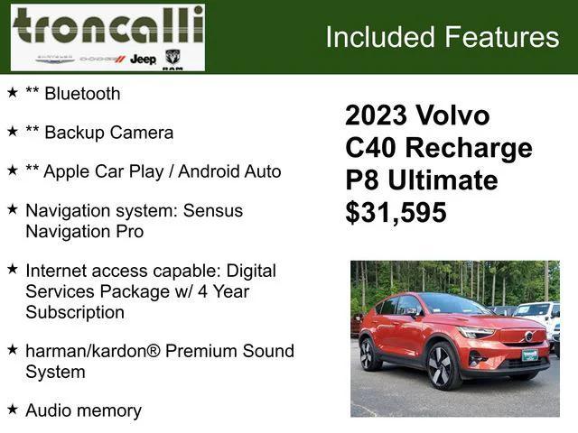 used 2023 Volvo C40 Recharge Pure Electric car, priced at $29,595