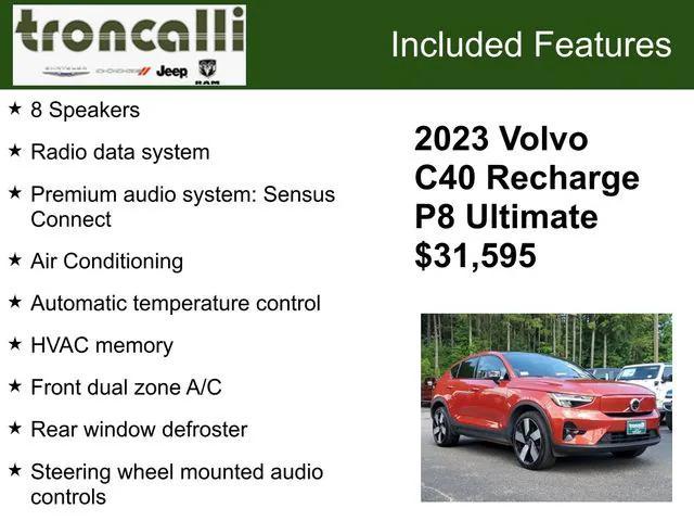 used 2023 Volvo C40 Recharge Pure Electric car, priced at $29,595