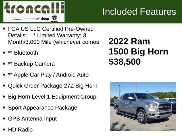 used 2022 Ram 1500 car, priced at $38,500