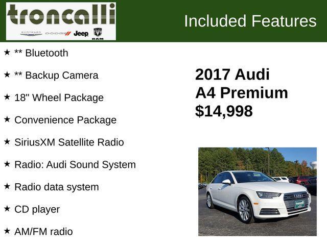 used 2017 Audi A4 car, priced at $14,998