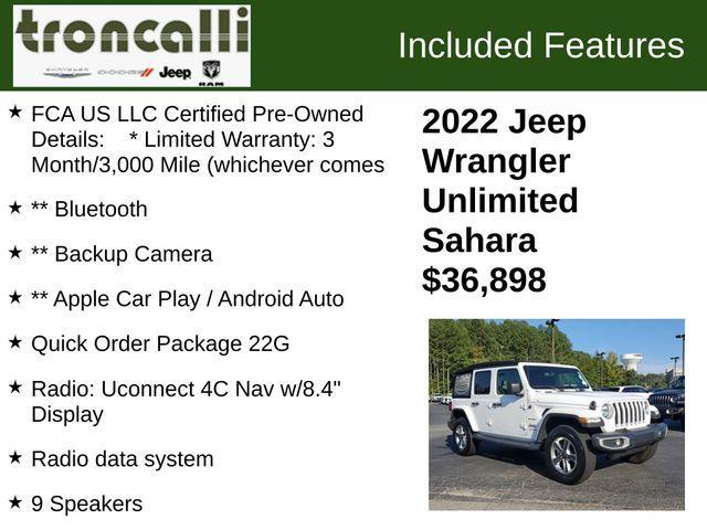 used 2022 Jeep Wrangler Unlimited car, priced at $36,898