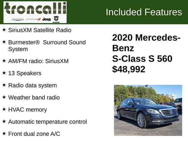 used 2020 Mercedes-Benz S-Class car, priced at $48,992