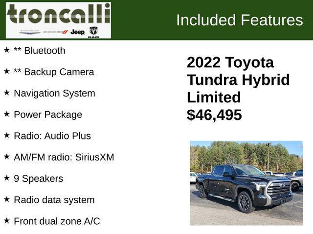 used 2022 Toyota Tundra Hybrid car, priced at $46,495