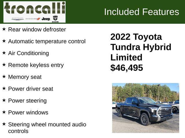 used 2022 Toyota Tundra Hybrid car, priced at $46,495