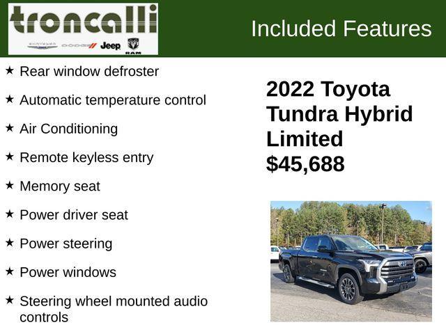 used 2022 Toyota Tundra Hybrid car, priced at $45,688