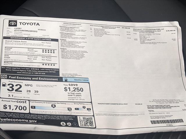 new 2024 Toyota Camry car, priced at $31,098