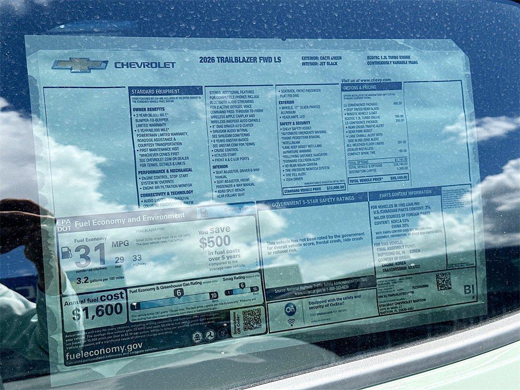 new 2026 Chevrolet TrailBlazer car, priced at $26,140