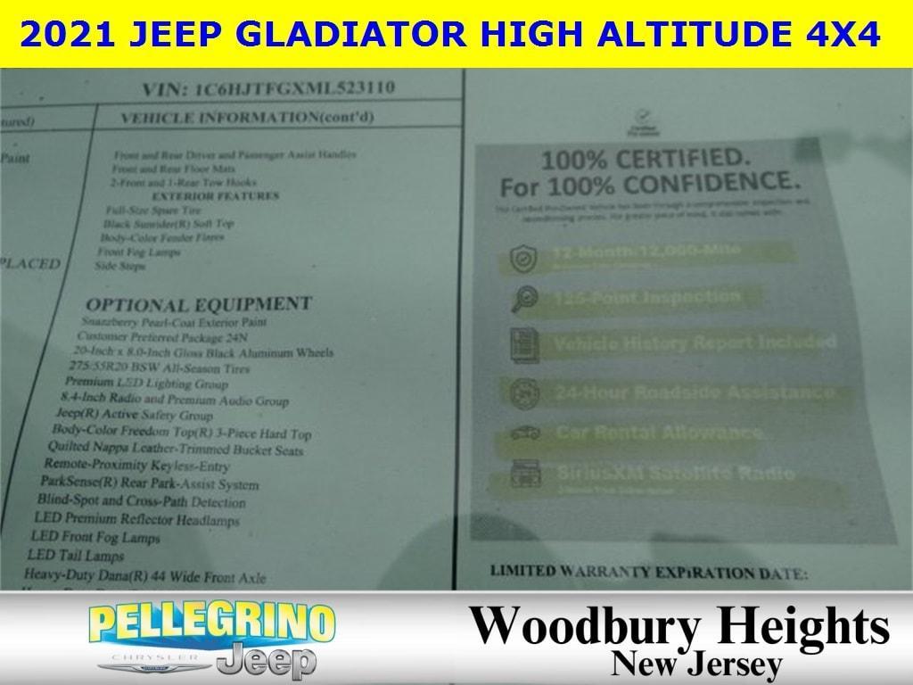 used 2021 Jeep Gladiator car, priced at $34,444