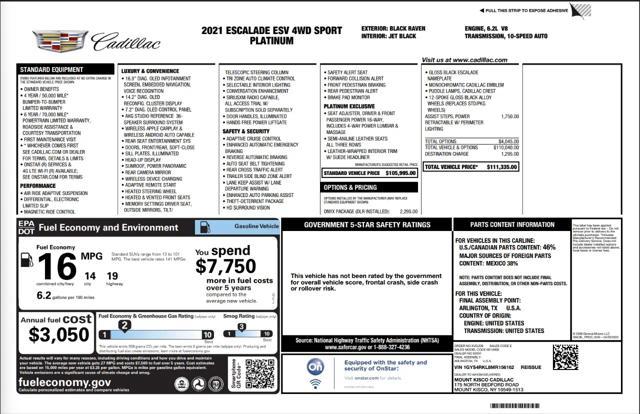 used 2021 Cadillac Escalade ESV car, priced at $64,998