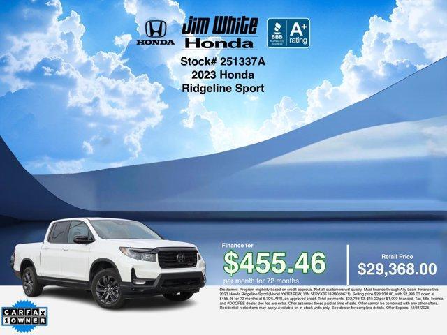 used 2023 Honda Ridgeline car, priced at $29,368