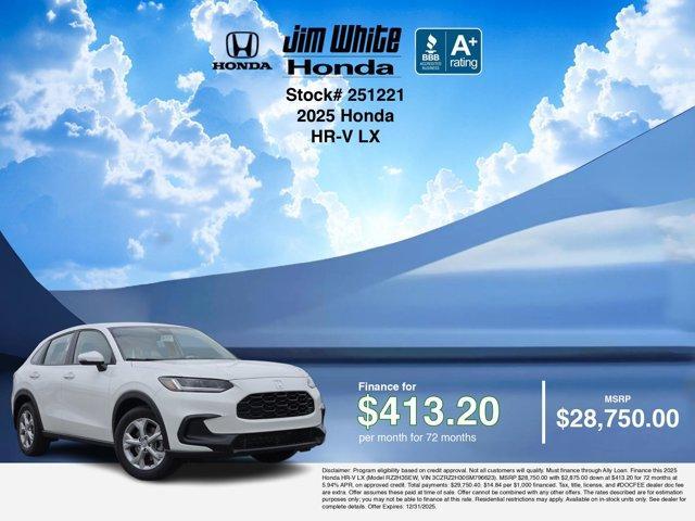 new 2025 Honda HR-V car, priced at $28,750
