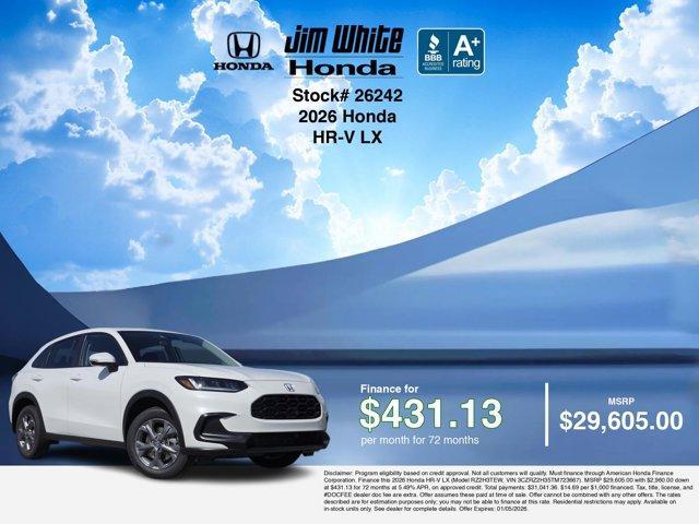 new 2026 Honda HR-V car, priced at $29,355