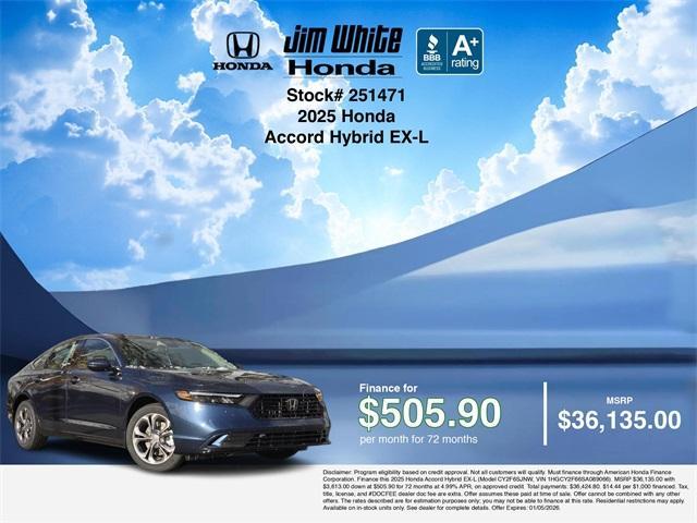new 2025 Honda Accord Hybrid car, priced at $36,135
