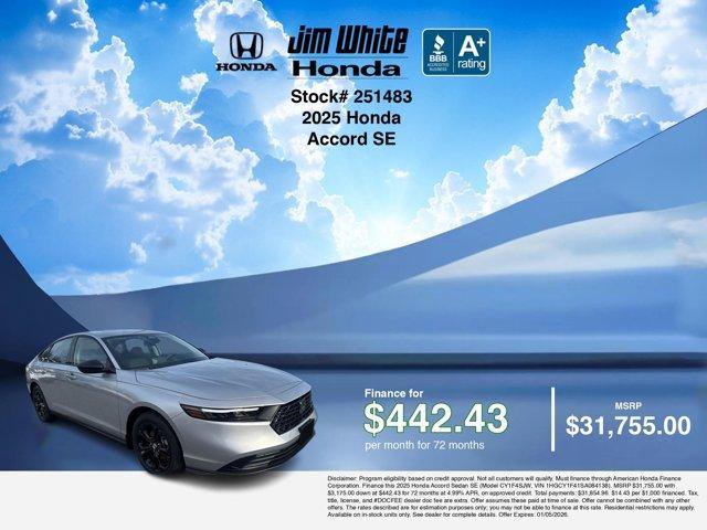 new 2025 Honda Accord car, priced at $31,755