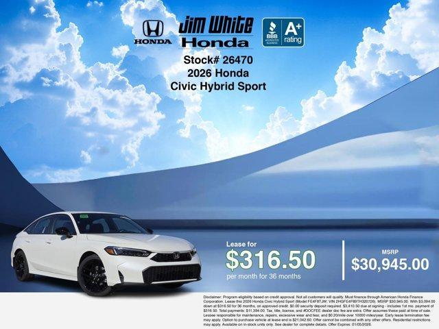 new 2026 Honda Civic Hybrid car, priced at $30,695